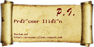 Prácser Ilián névjegykártya