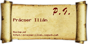 Prácser Ilián névjegykártya